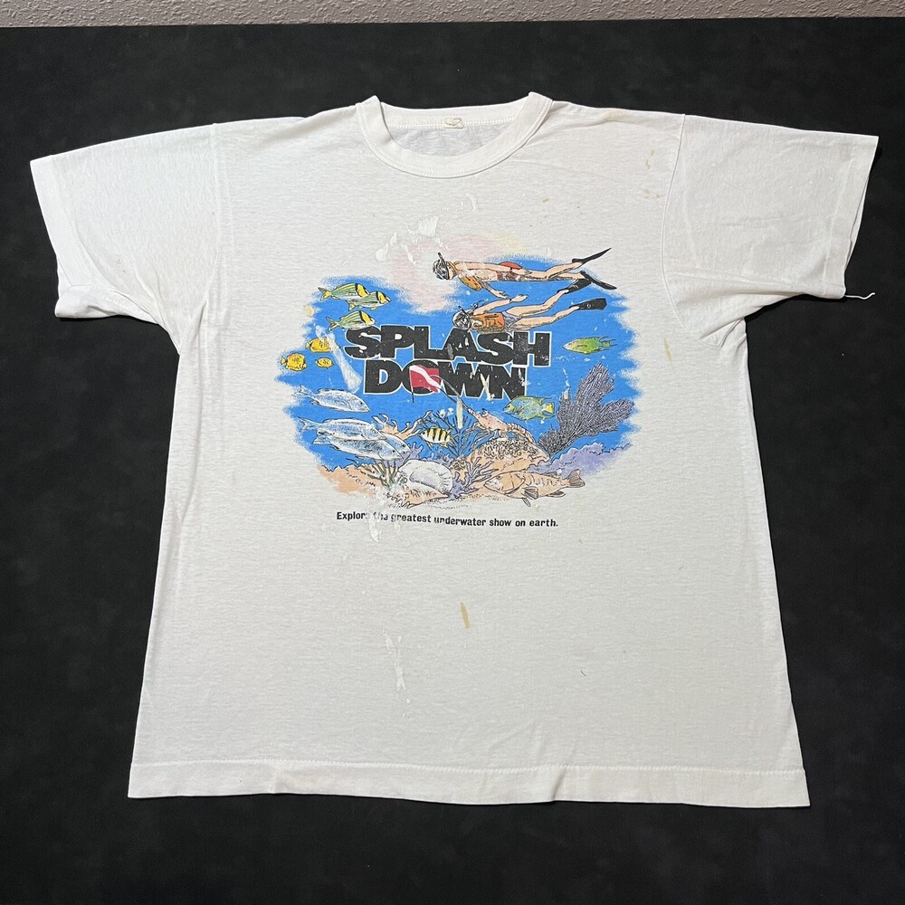 Vintage Distressed Thrashed Shirt Scuba Diving Adventure Coral Reef Burnout 90s